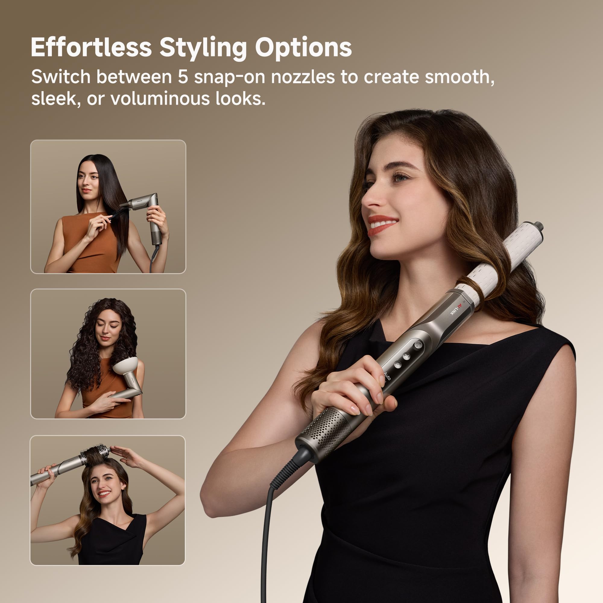 Dreame Dazzle NTc thermistor heat-control maintains safe temperatures during styling.