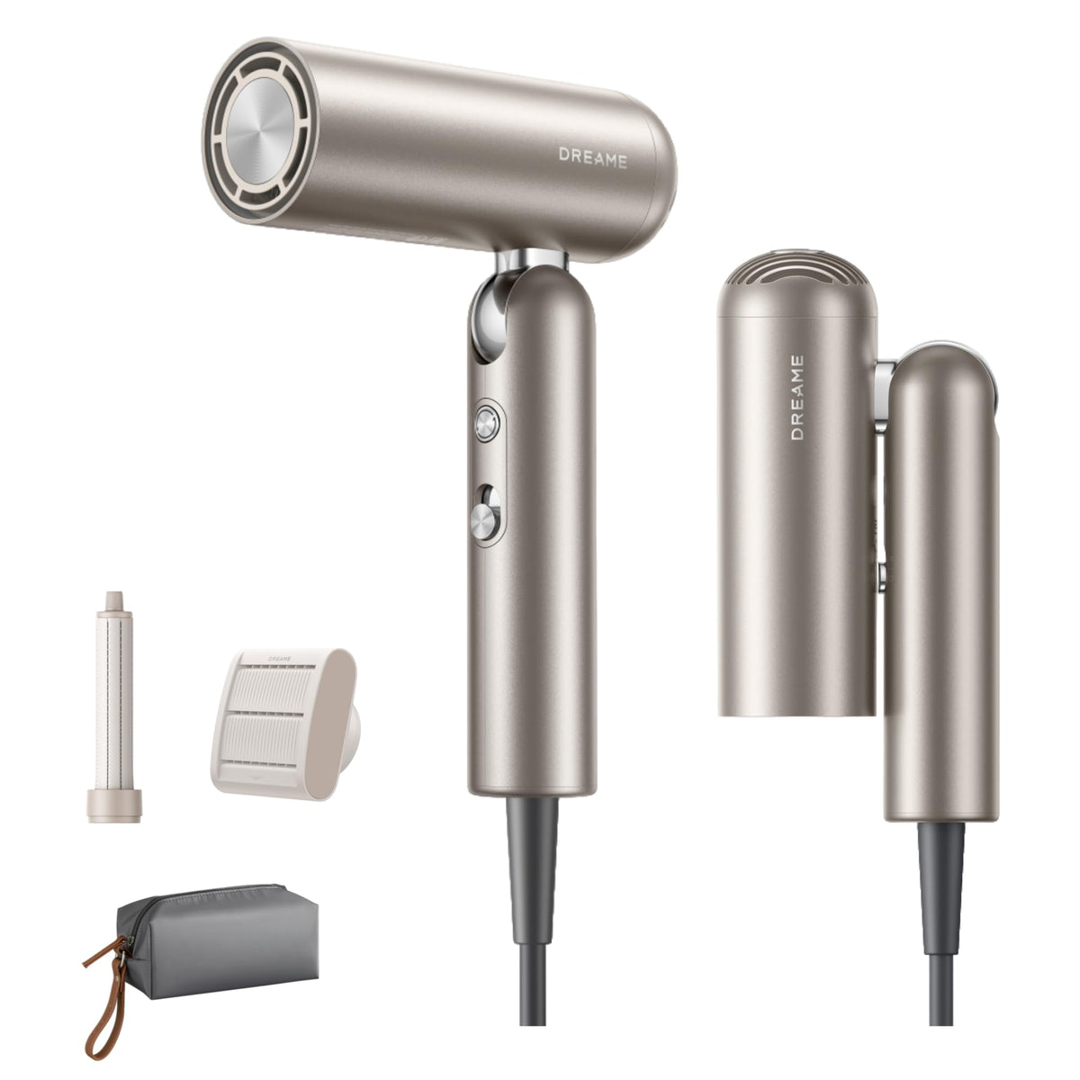 DREAME Pocket Hair Dryer compact-folded for travel and storage.