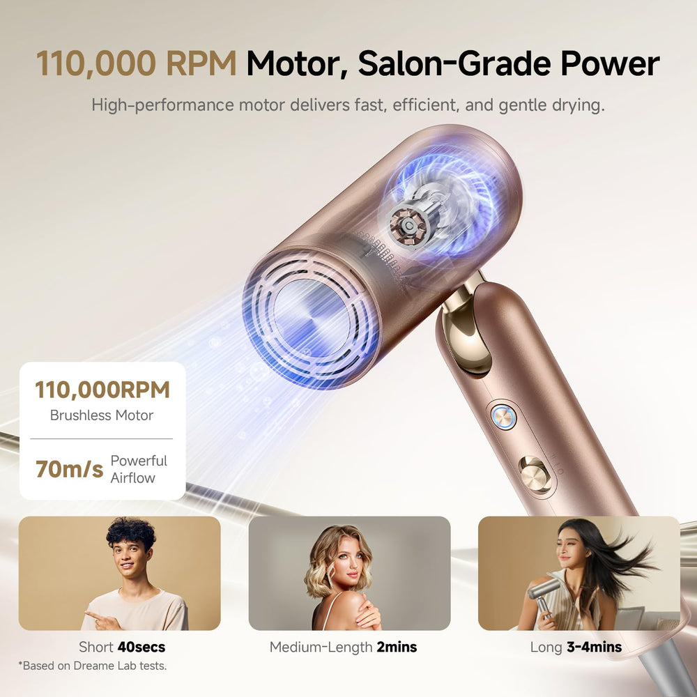 DREAME Pocket Pro airflow up to 70 m/s speeds drying