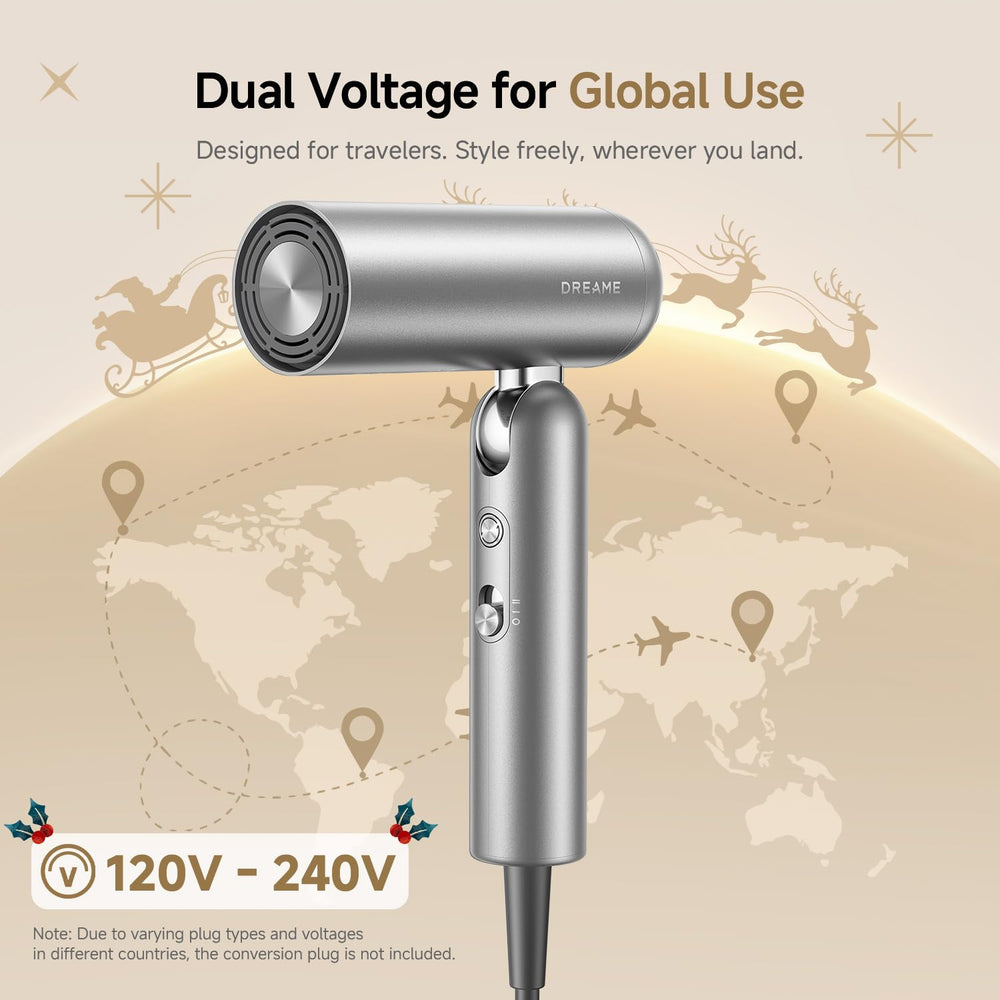 DREAME Pocket Pro dual voltage switch highlights global compatibility for worldwide styling.