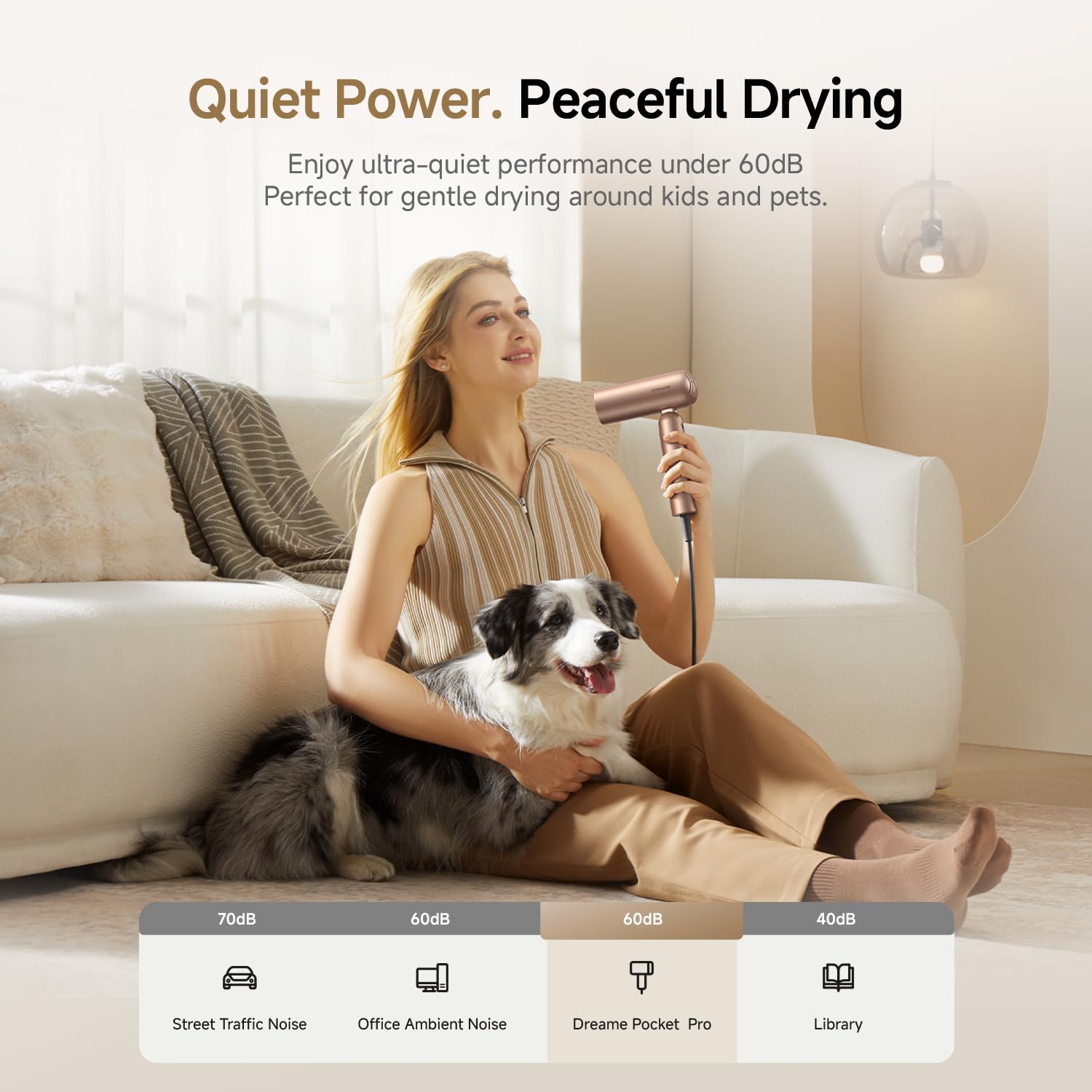 DREAME Pocket Pro operates with low noise for comfortable use