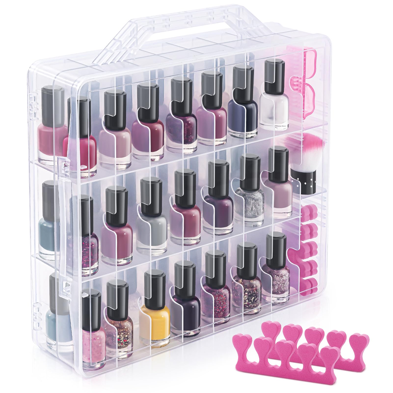 DreamGenius Nail Polish Organizer 48 Bottles Front View shows clear visibility for quick color matching