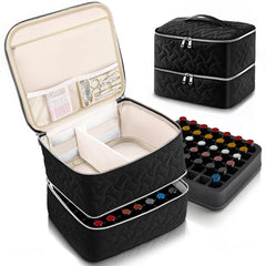 DreamGenius nail polish organizer case with 42-bottle capacity keeps bottles upright.