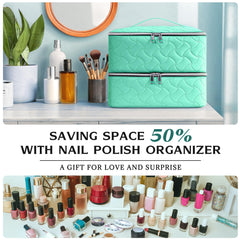 DreamGenius Nail Polish Organizer Case adjustable dividers enabling flexible spacing.