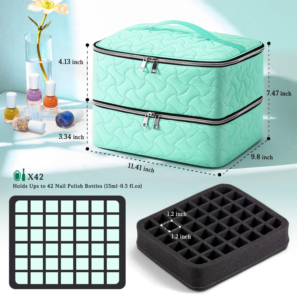 DreamGenius Nail Polish Organizer Case compact dimensions for neat storage.