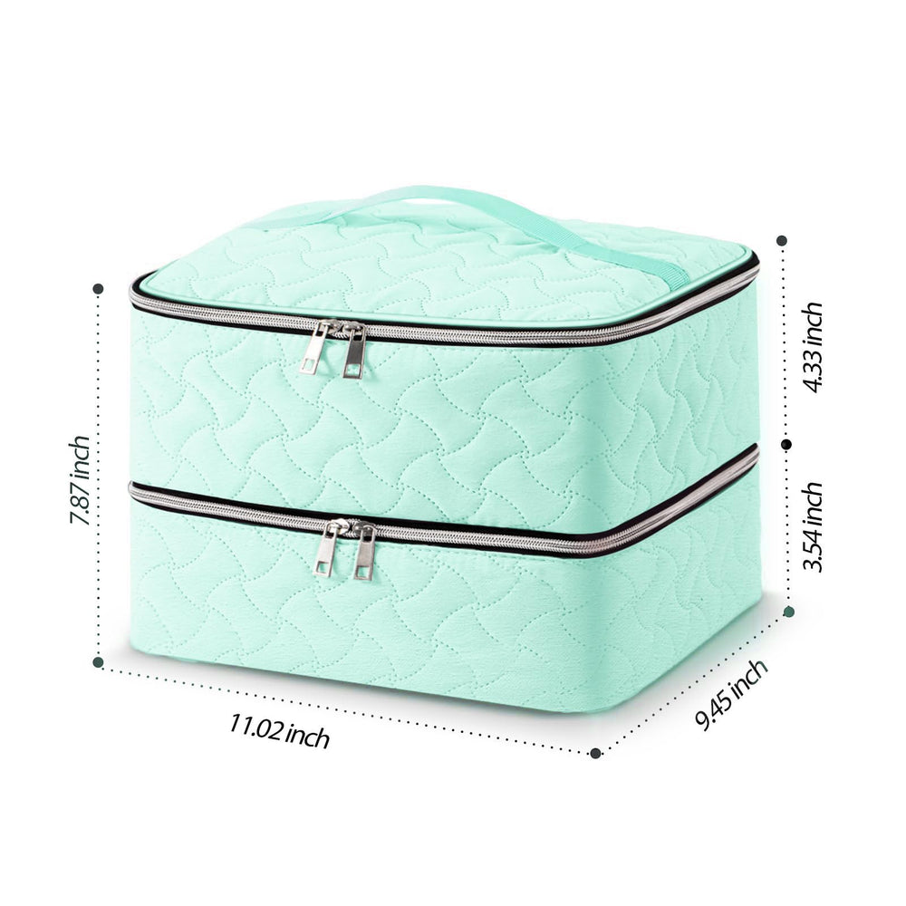 DreamGenius Nail Polish Organizer Case lower layer showing 42 bottles secure storage.