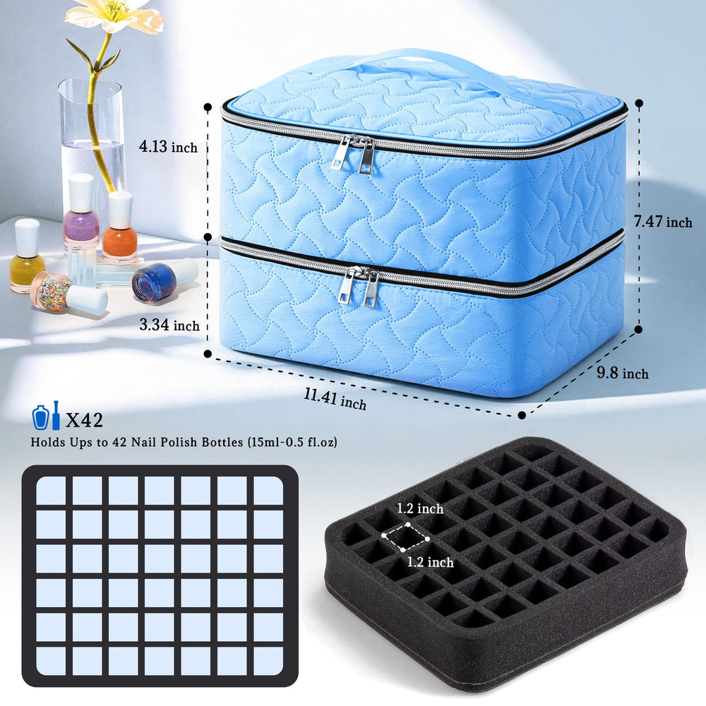 DreamGenius Nail Polish Organizer Case peach-skin fabric exterior offers premium feel and gentle protection.