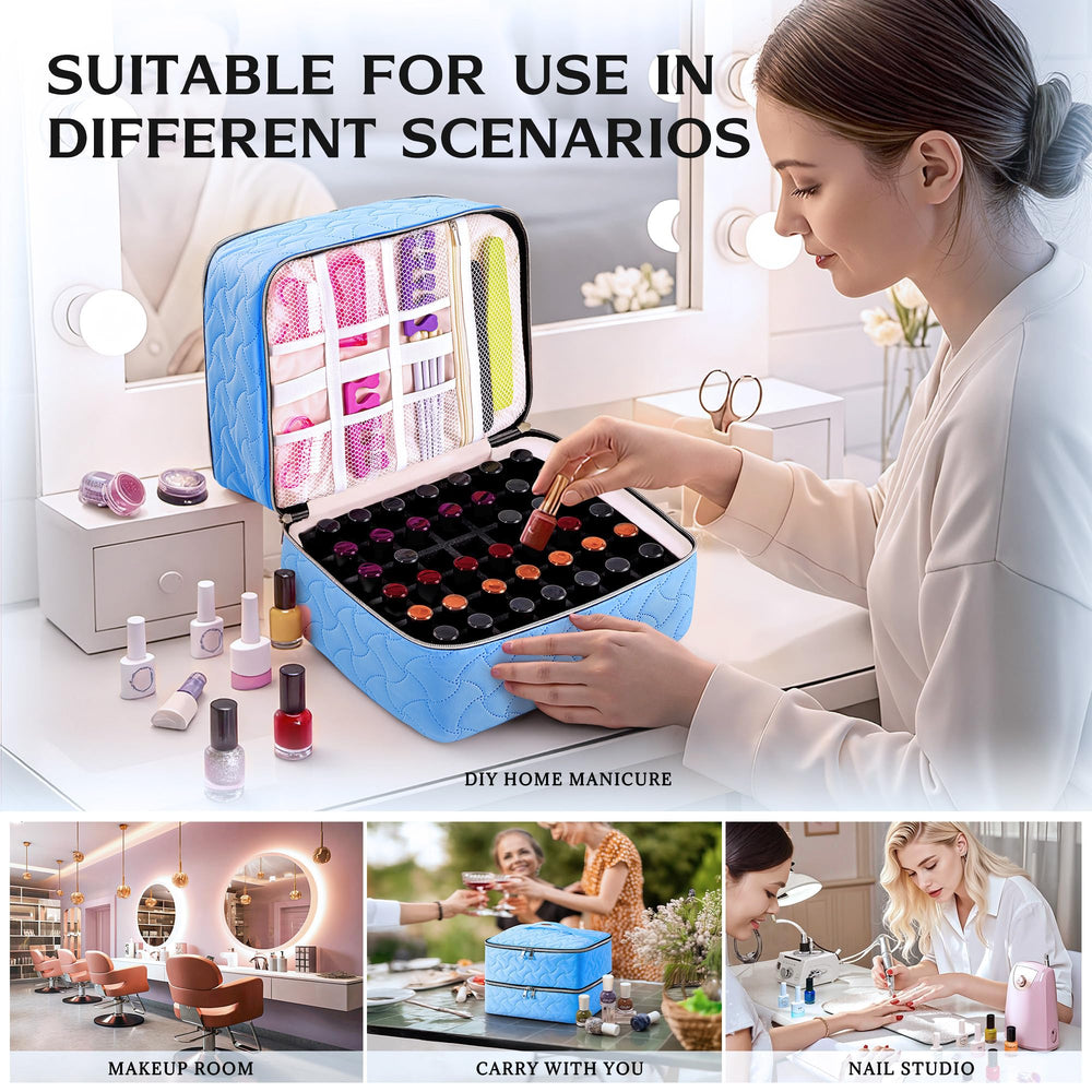 DreamGenius Nail Polish Organizer Case portable handle for easy transport.