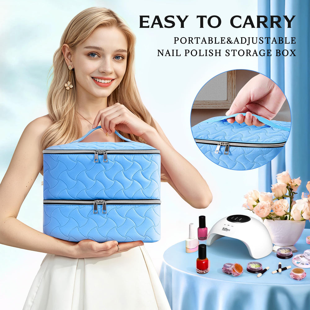 DreamGenius Nail Polish Organizer Case soft sponge padding protects bottles from bumps.