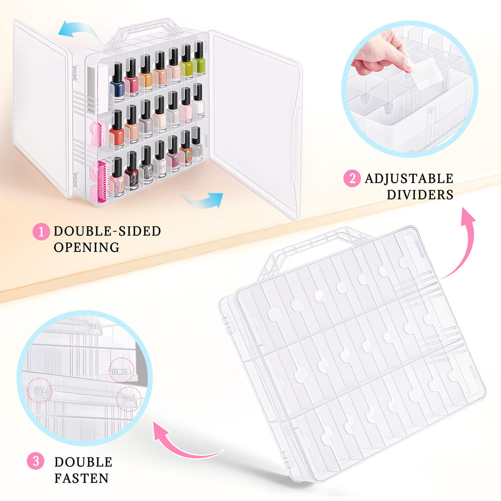 DreamGenius Nail Polish Organizer Clear Dust-Free Container protects polishes while staying visible