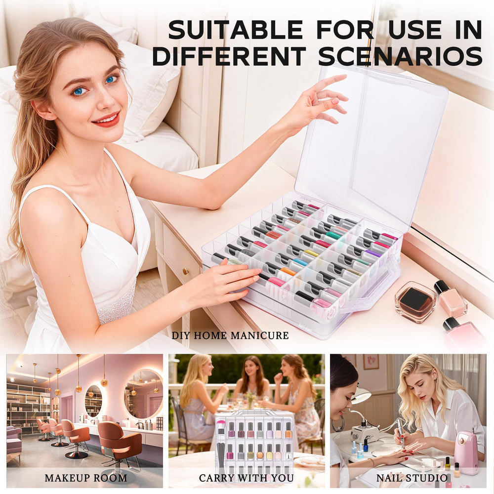 DreamGenius Nail Polish Organizer Top Handle simplifies carrying to salon or workspace