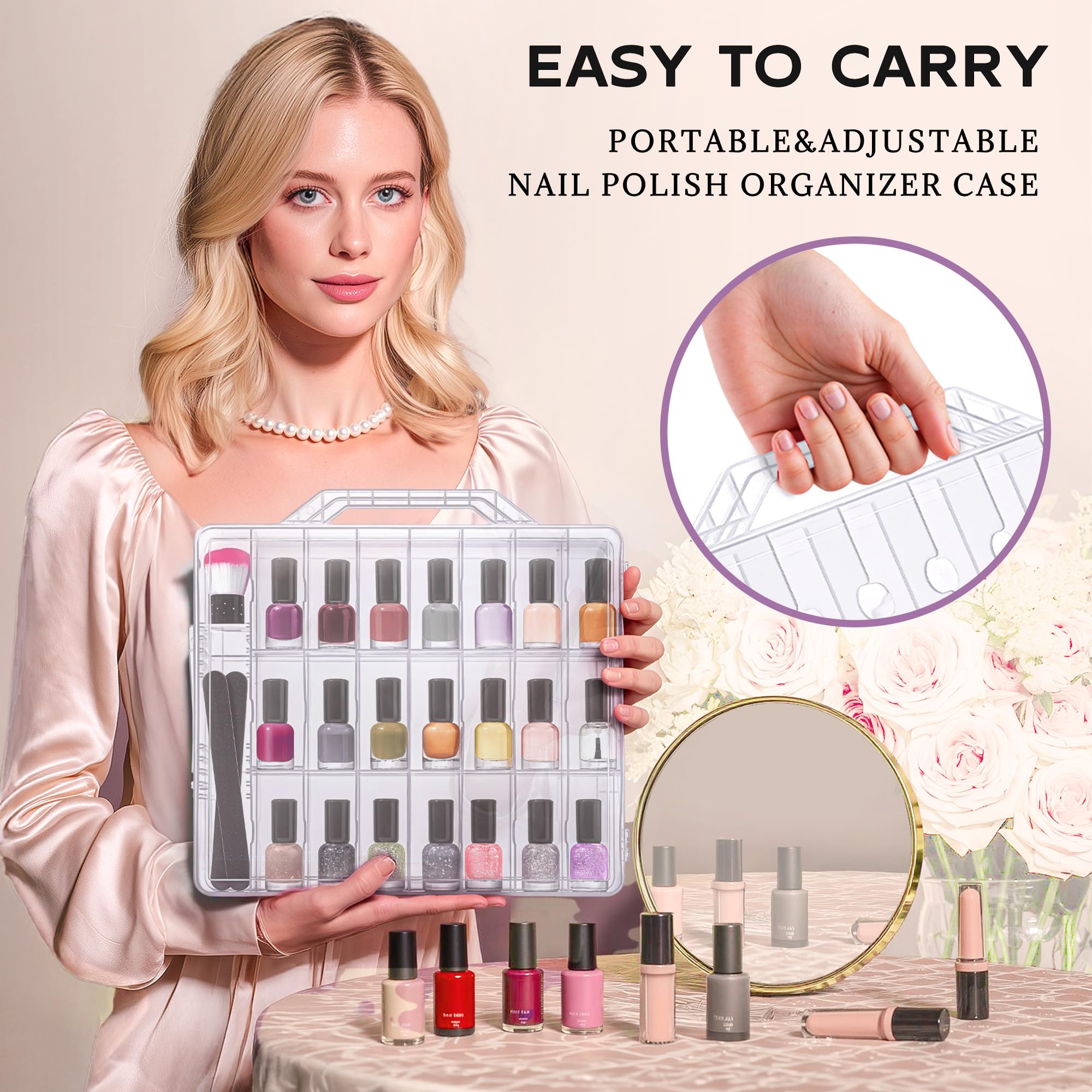 DreamGenius Nail Polish Organizer Universal Storage fits multiple brands and small nail tools