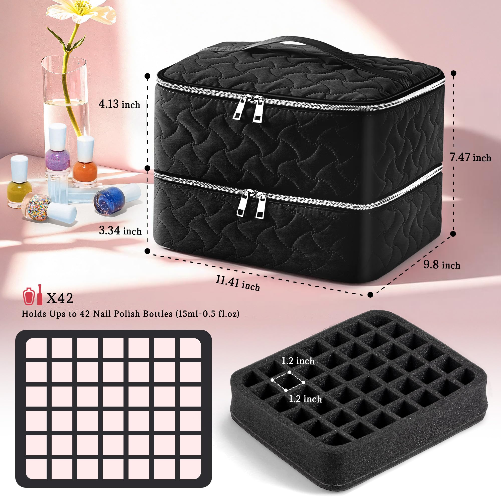 DreamGenius portable handle enables easy on-the-go manicure storage.