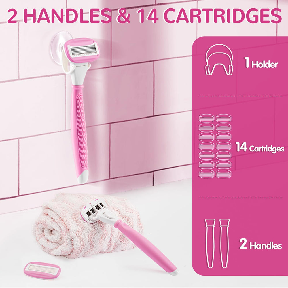DreamGenius pink razor with 14 refills offers long-lasting value and convenience.