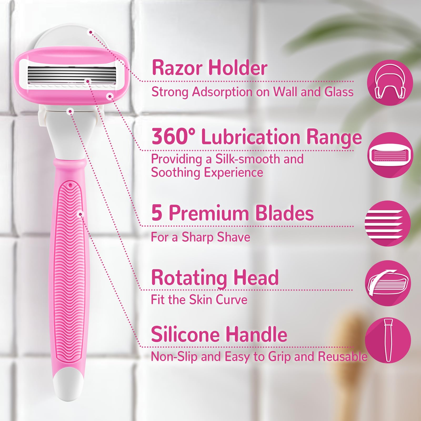 DreamGenius pink razor head replacement is easy for quick maintenance.