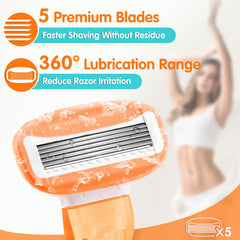 DreamGenius travel-razor-5-blades shows premium blades for smooth shaving.