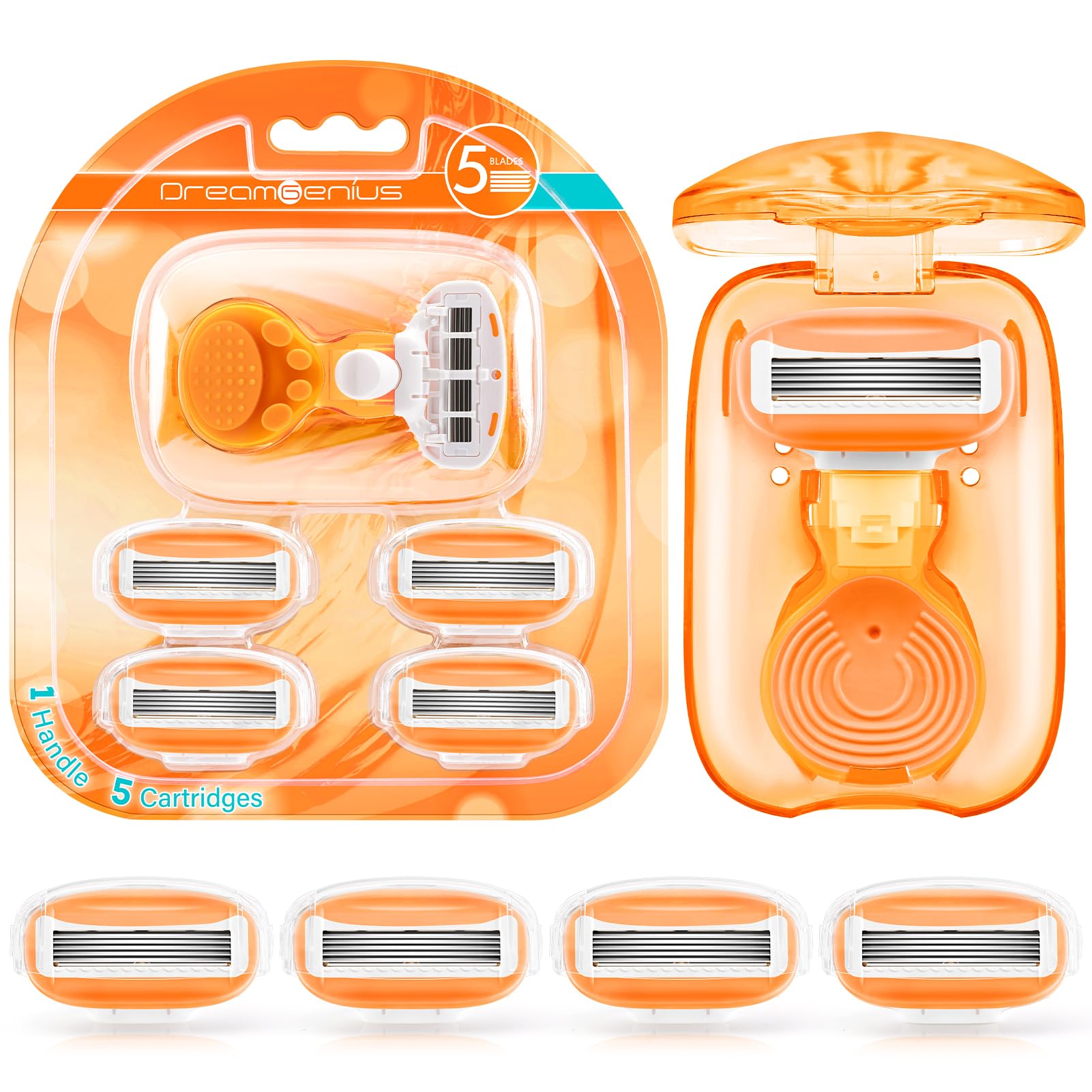 DreamGenius travel razor orange case demonstrates cruise-ready grooming on the go.