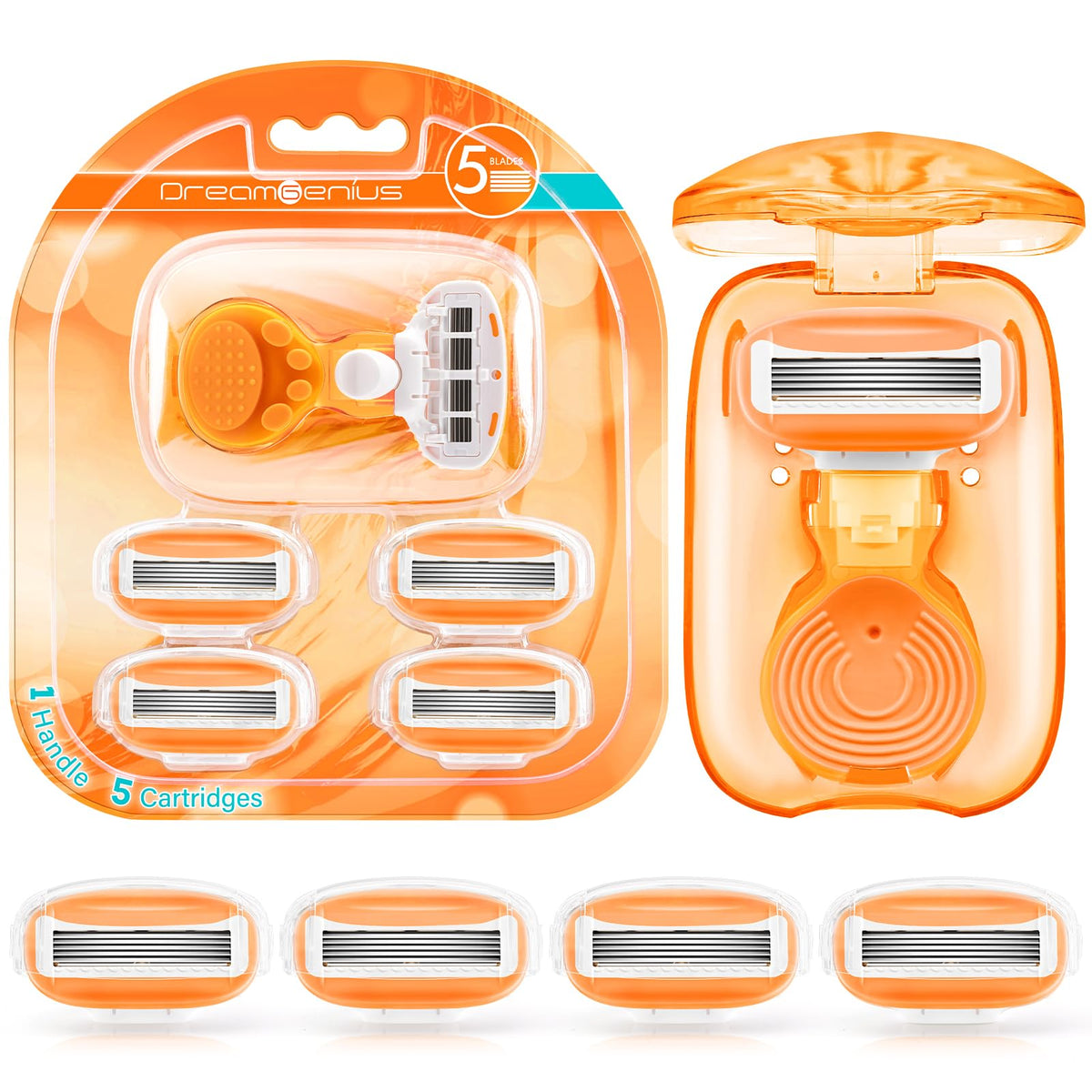 DreamGenius travel razor orange case demonstrates cruise-ready grooming on the go.