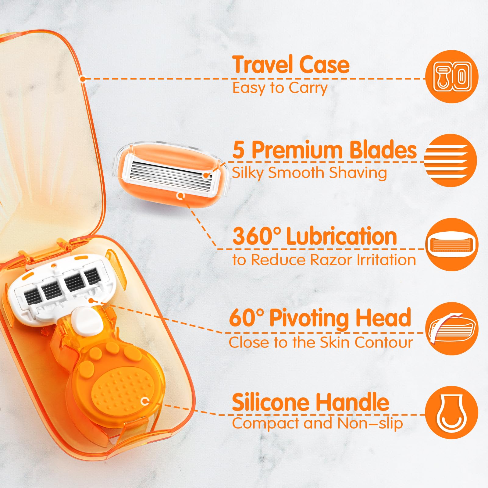 DreamGenius travel-razor-swivel-head-60-deg highlights 60-degree pivot for curves.