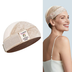 Dreamlover wide wig grip cap nude side view shows secure, comfortable support for glueless wig wear