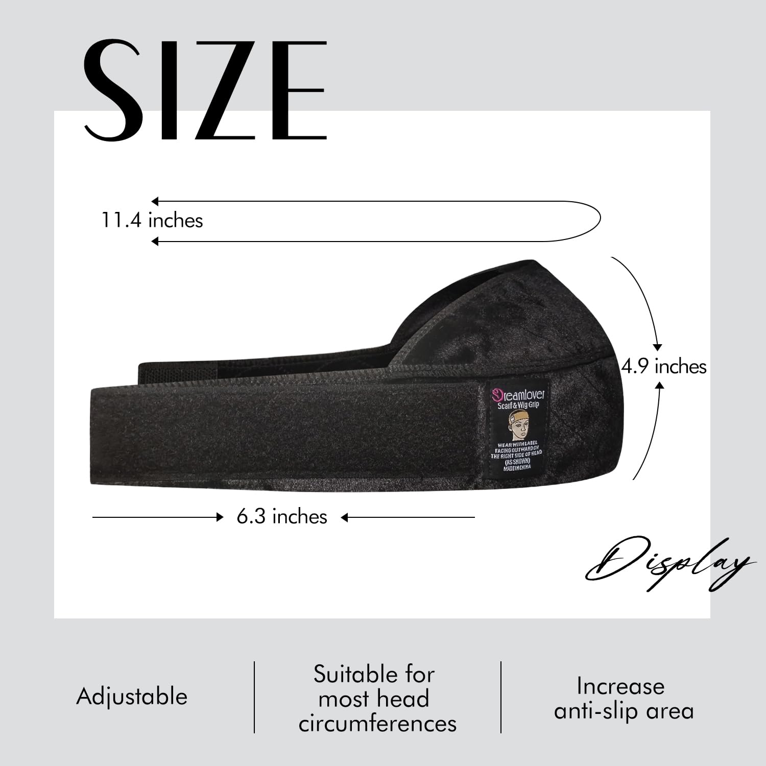 Dreamlover wig grip band black color close-up shows discreet design