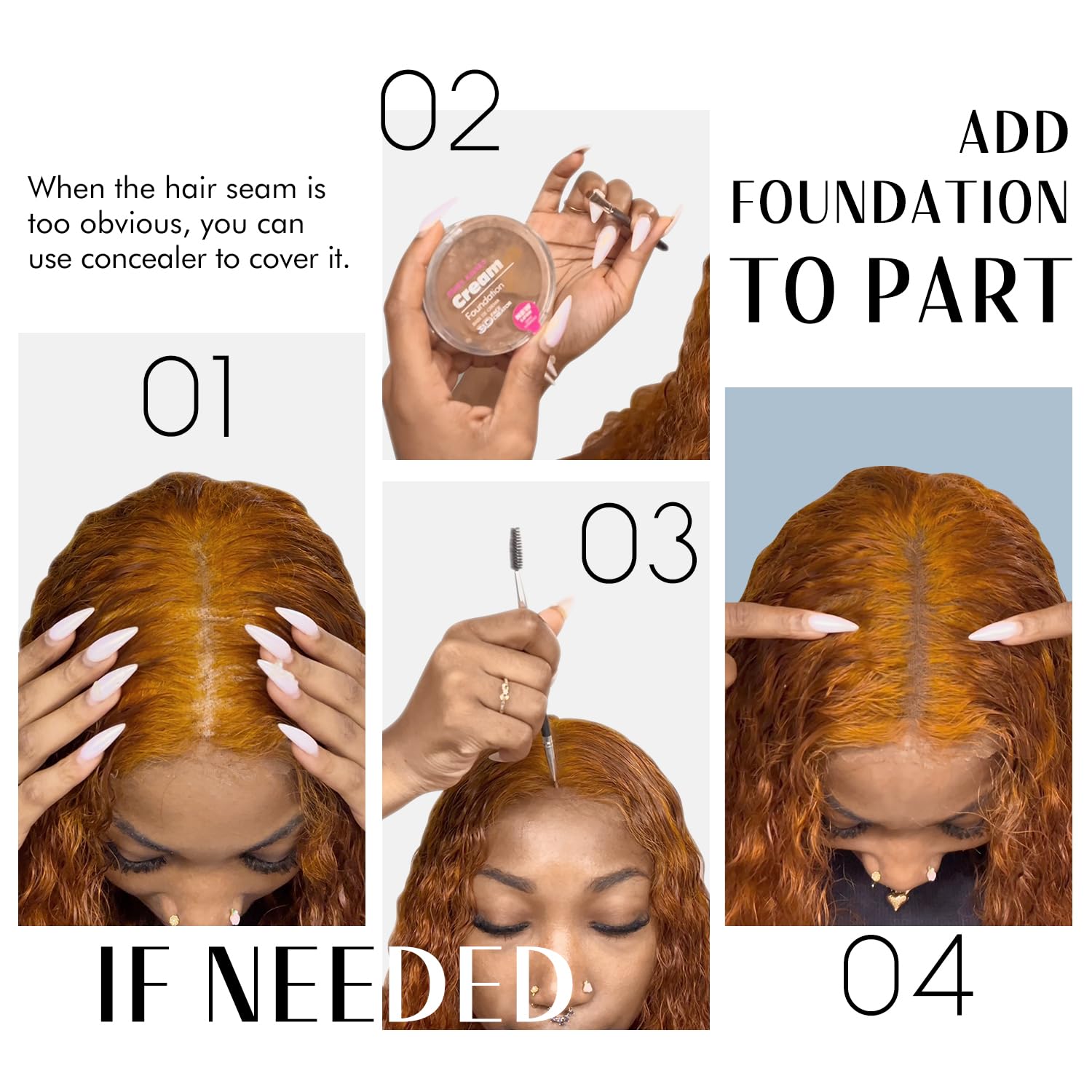 Dreamlover wig grip band on head provides secure silhouette