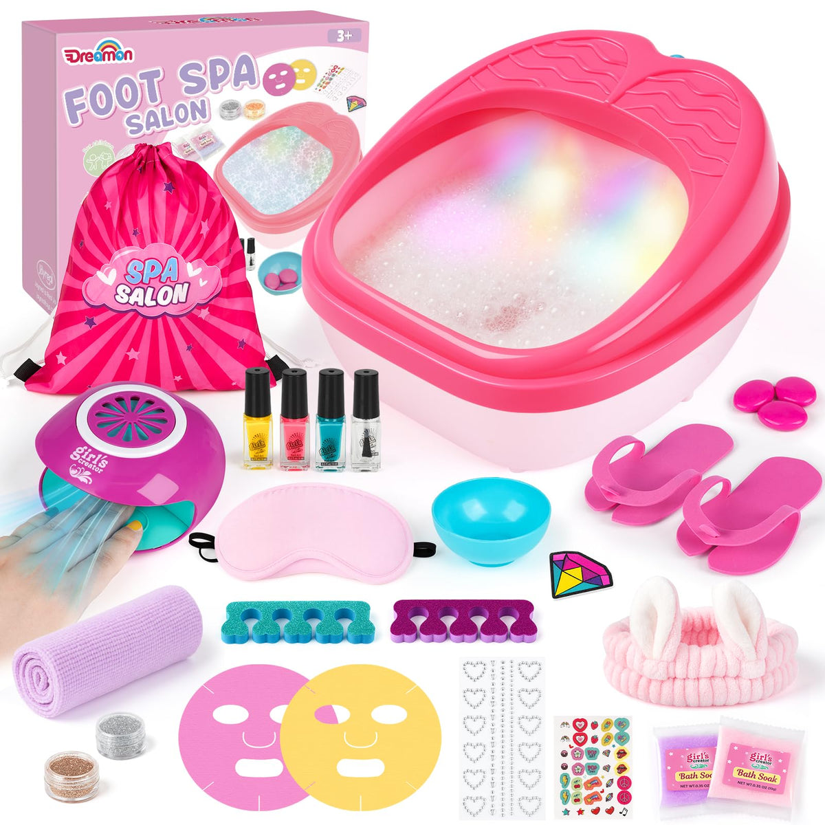Dreamon Kids Foot Spa rainbow-light creates a calming at-home spa session