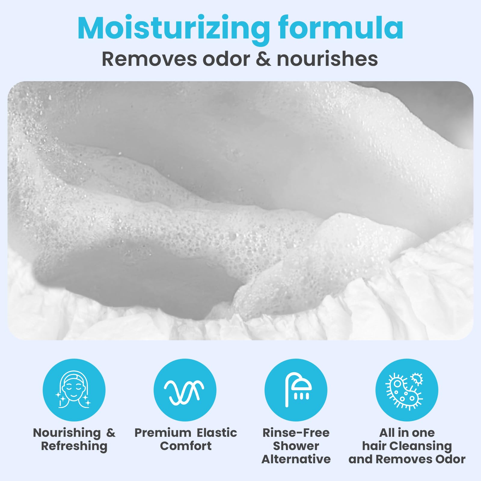 Drench Shampoo Caps No Rinse in an elderly care setting for convenient cleansing.