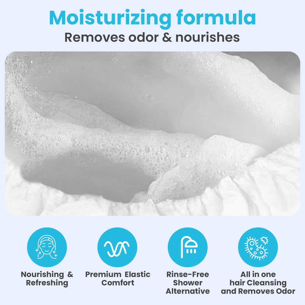 Drench Shampoo Caps No Rinse in an elderly care setting for convenient cleansing.
