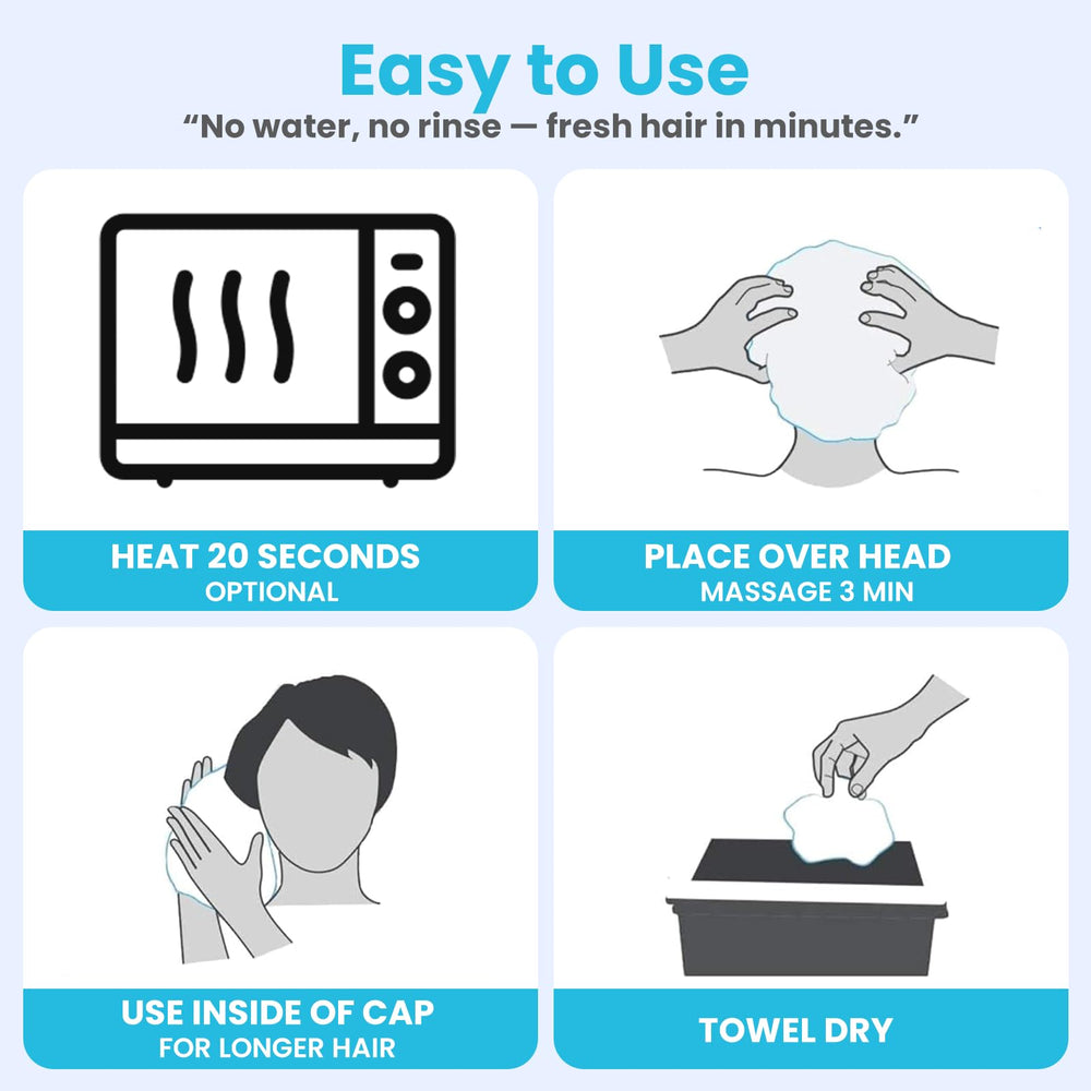 Drench Shampoo Caps No Rinse after use showing refreshed hair.