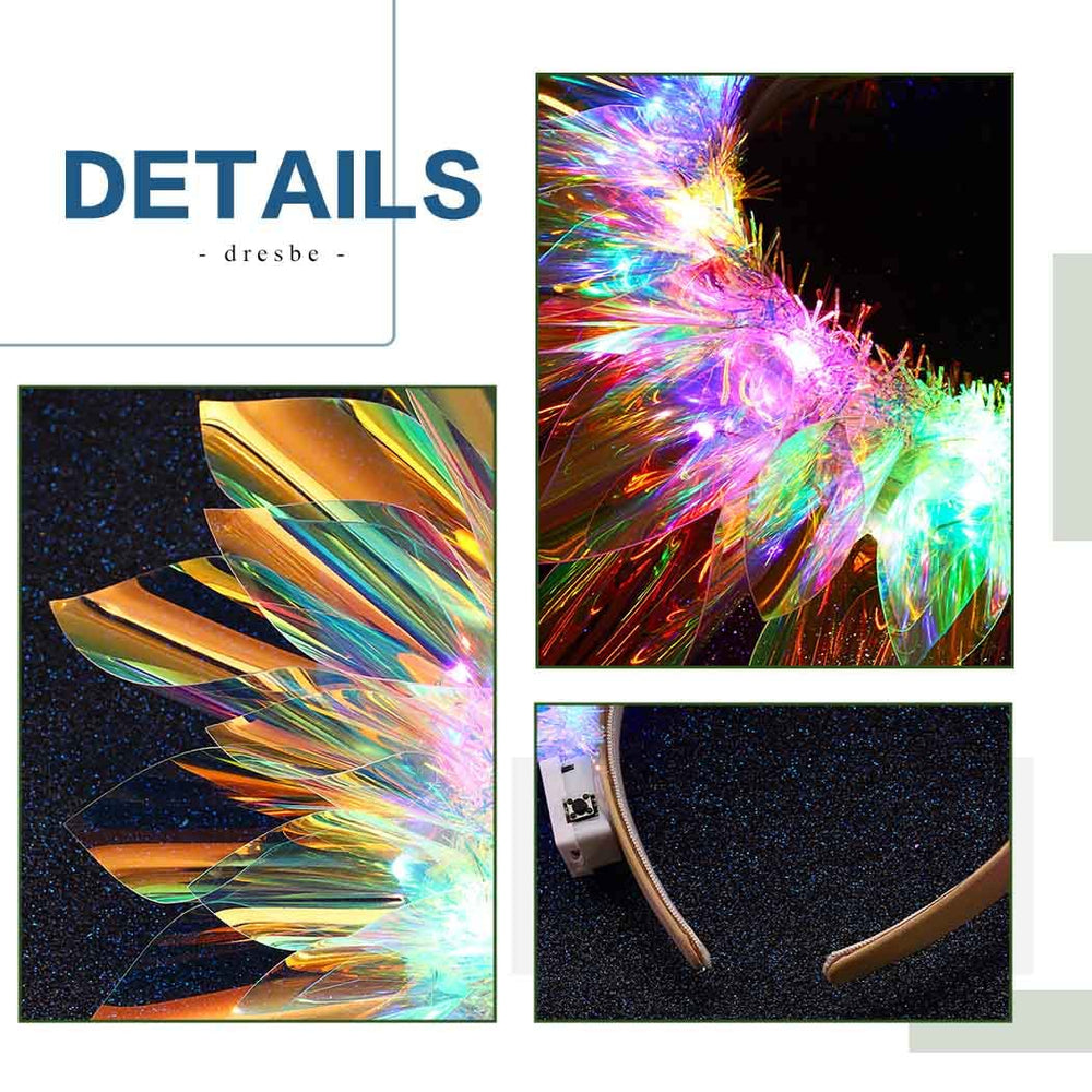 DRESBE glow headband shown as a photography prop and party accessory.