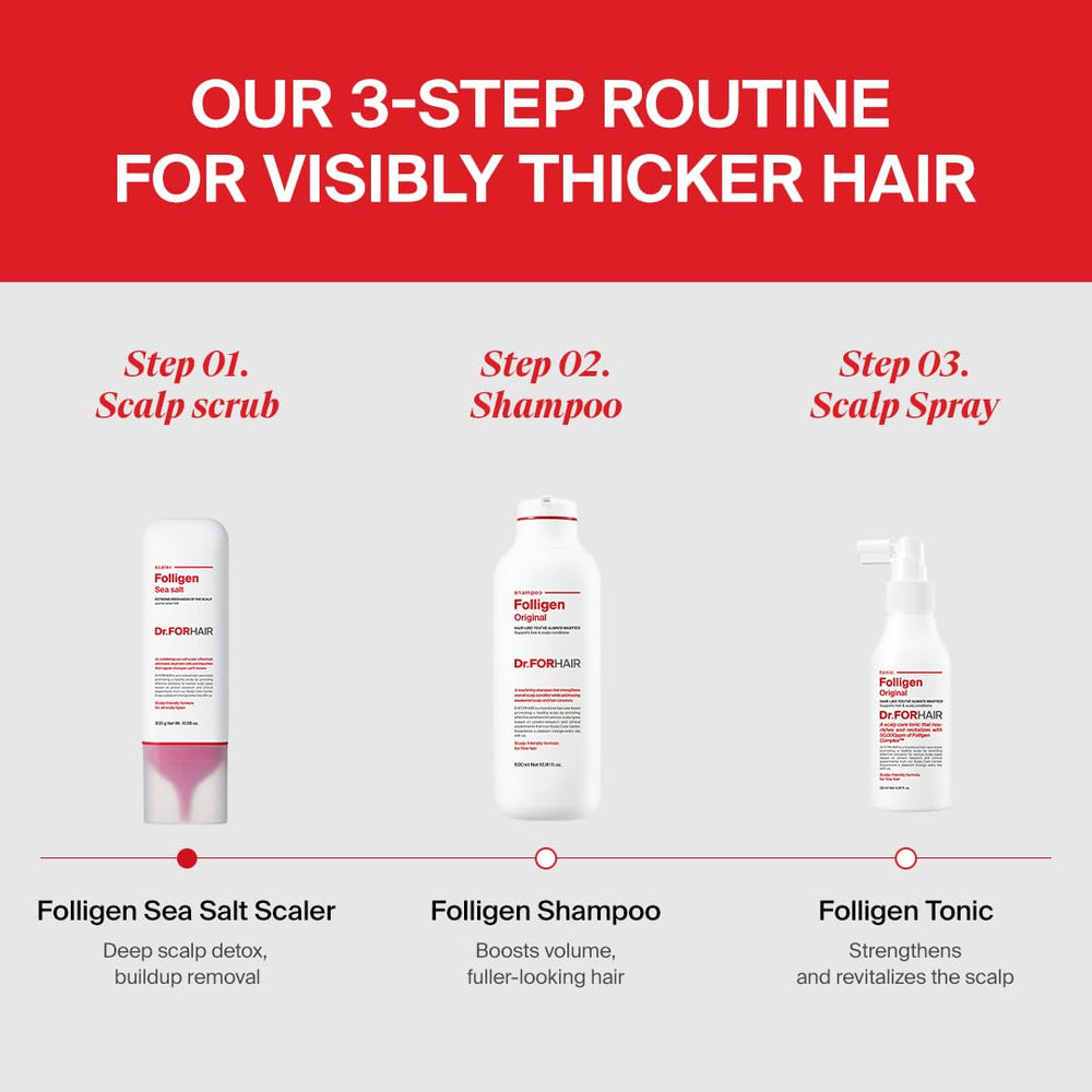 DR.FORHAIR Folligen Tonic droplets pouring for convenient spray.