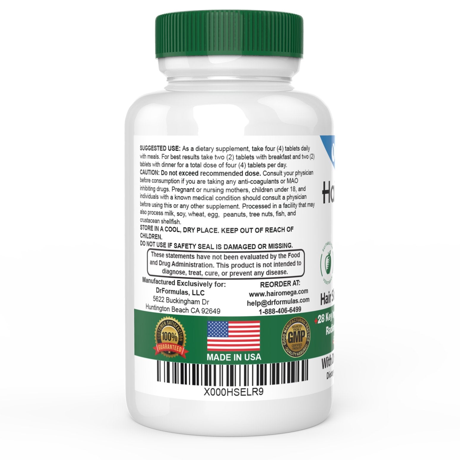 DrFormulas HairOmega closeup capsules for easy daily intake supporting consistency.