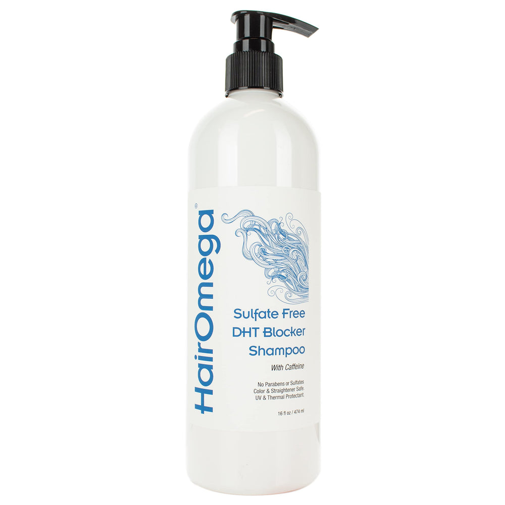 DrFormulas HairOmega shampoo bottle with sulfate-free formula for gentle cleansing