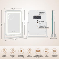 Dripex makeup mirror with Bluetooth speakers for music during routine