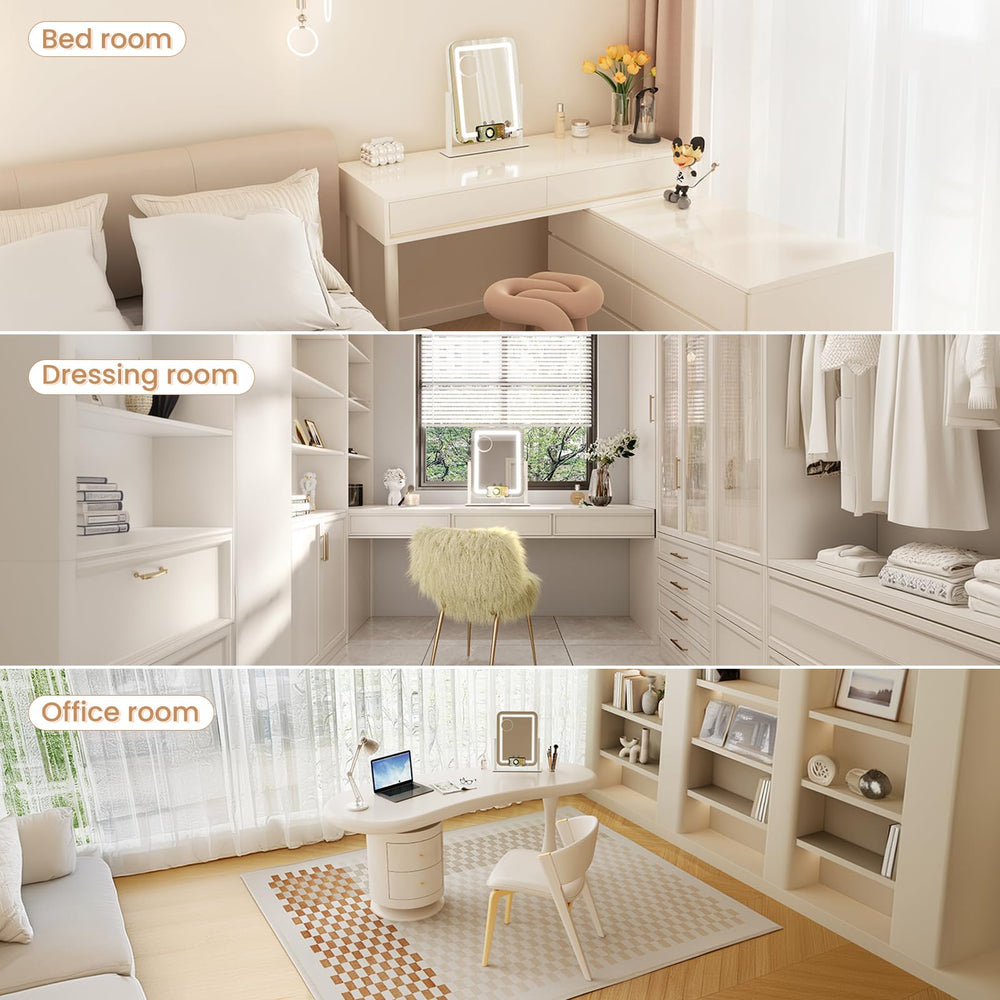 Dripex aluminum frame vanity mirror with tempered glass and non-slip base