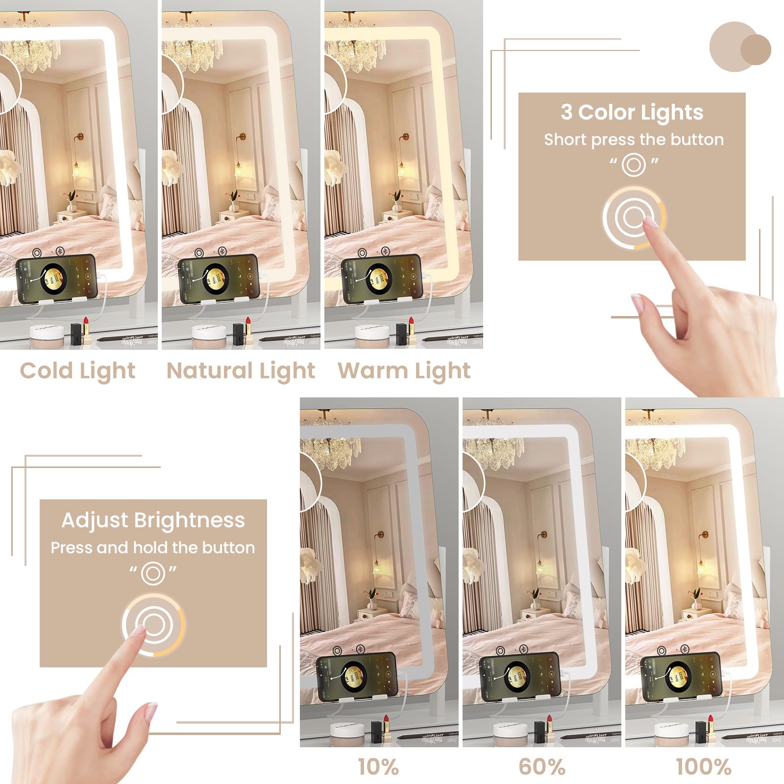 Dripex vanity mirror 360-degree rotation for optimal angles