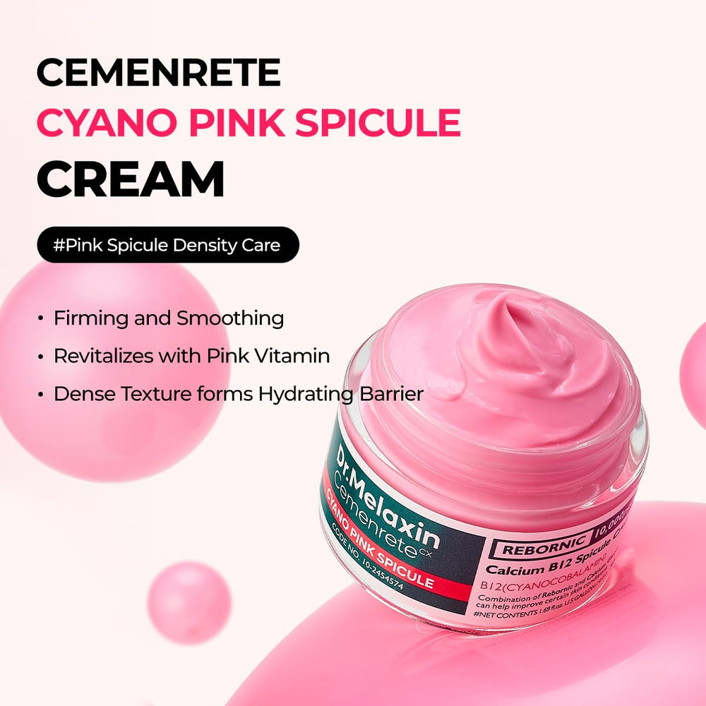 Dr.Melaxin Cemenrete Pink Spicule Cream applied around the eye area for gentle care.