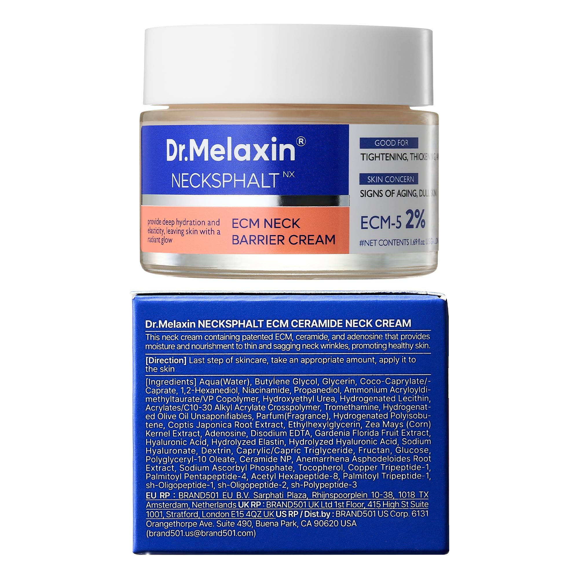 Dr.Melaxin Necksphalt before-after-swatch hints at smoother neck texture.