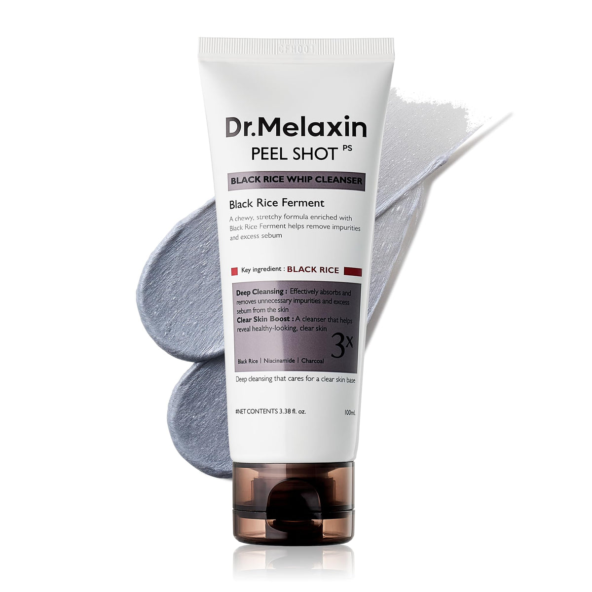 Dr.Melaxin Peel Shot cleanser packshot showing bottle for a pore-clearing routine.