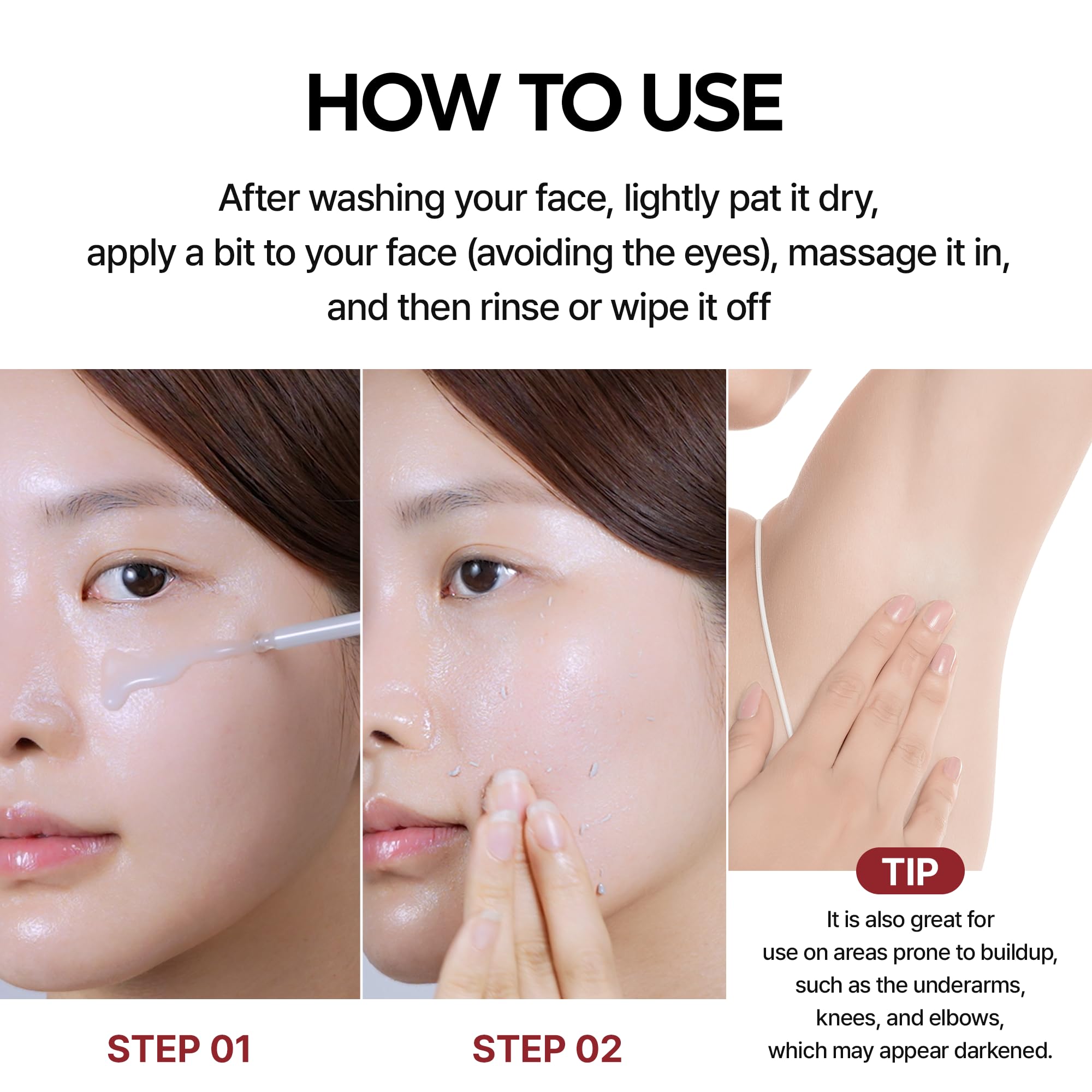 Dr.Melaxin Peel Shot Glow texture closeup shows smoother skin