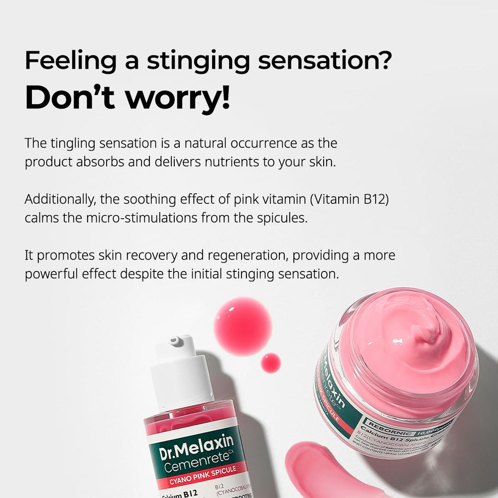 Dr.Melaxin Pink Spicule Cream with Vitamin B12 supports under-eye renewal.