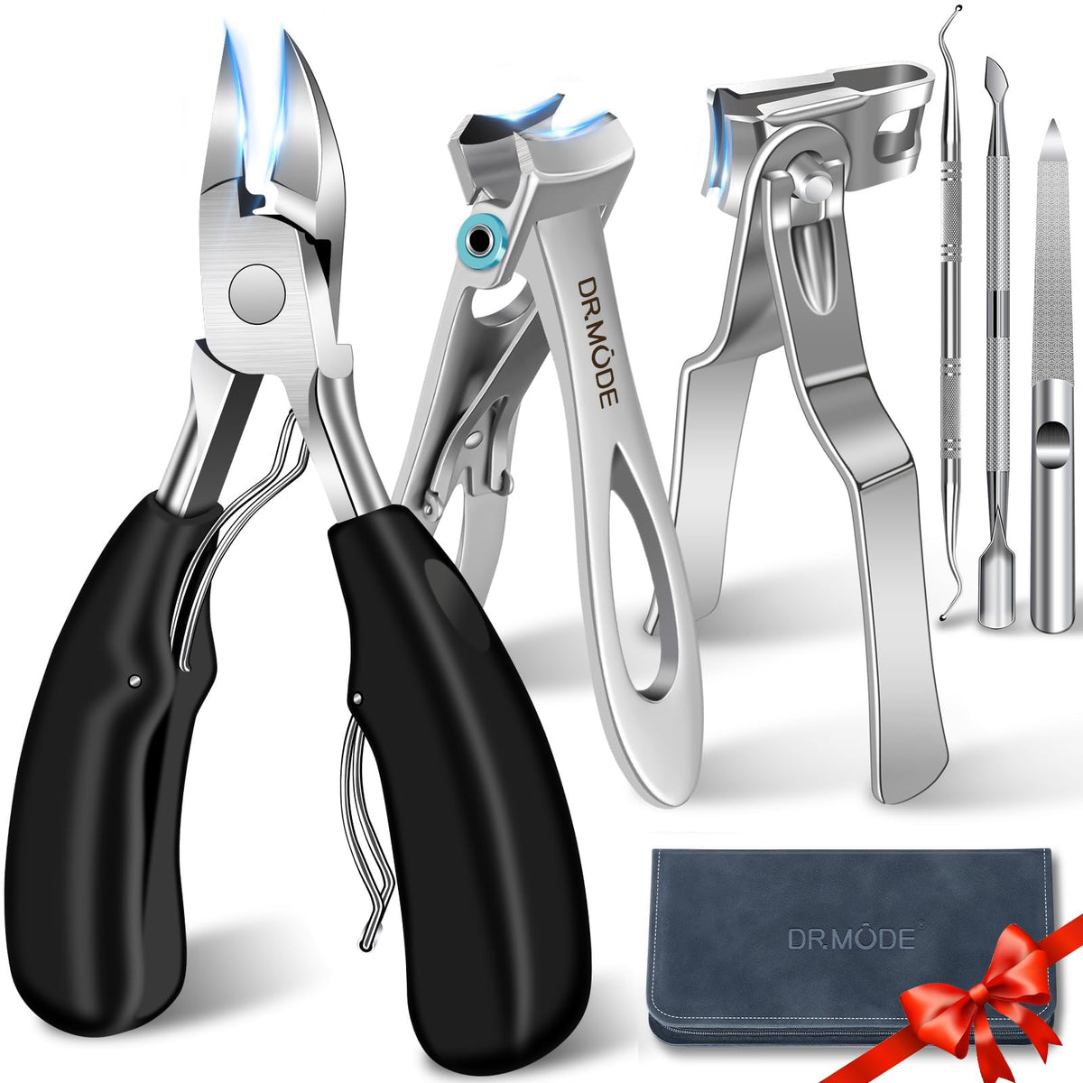 DRMODE 6-in-1 nail clipper set with ergonomic grip for thick nails.