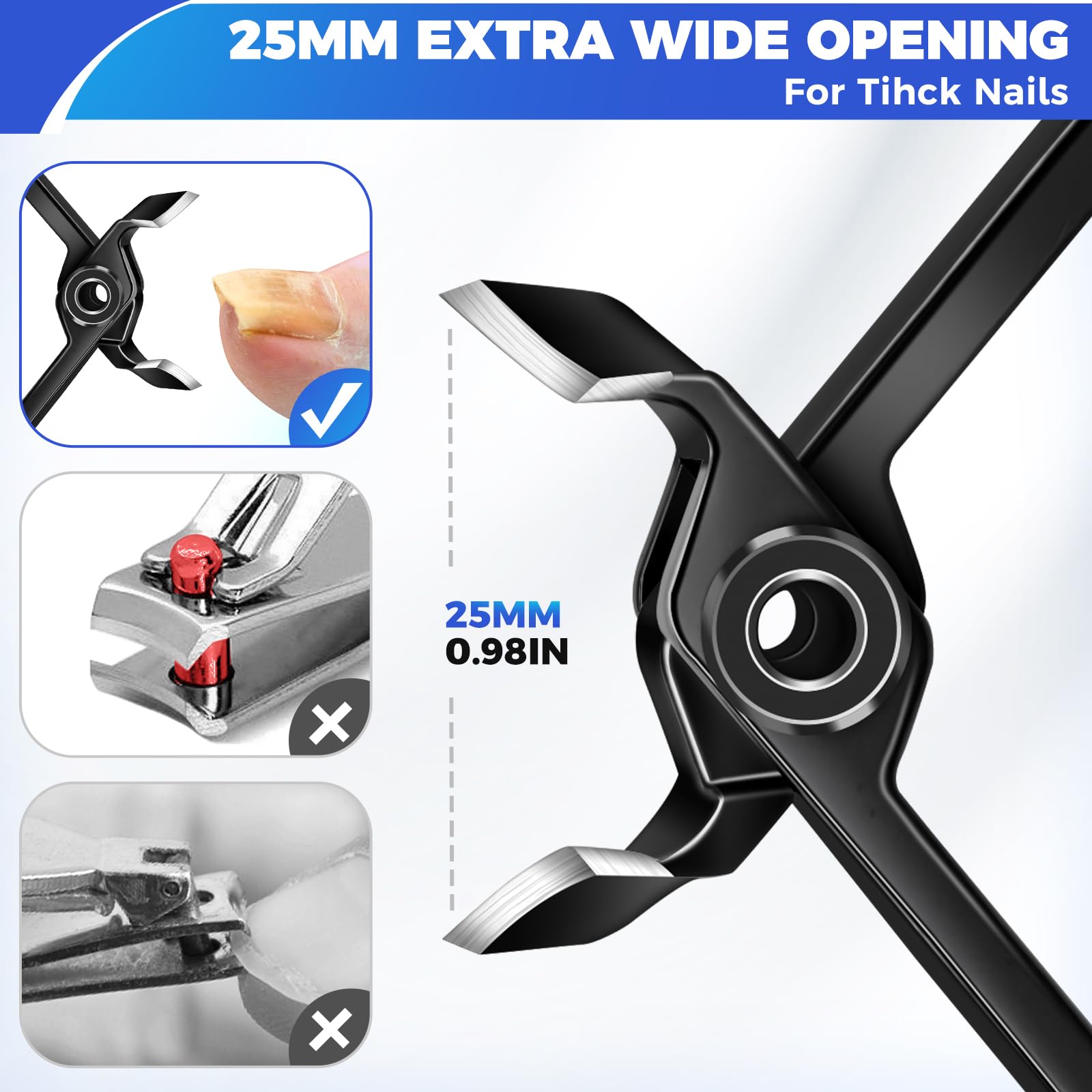 DRMODE anti-slip grip ensures secure handling during thick nail cutting.