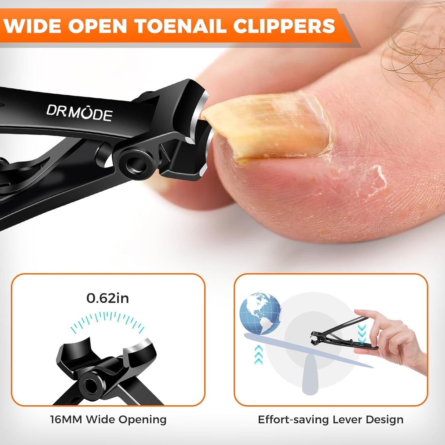 DRMODE curved blade follows natural nail contours for smooth edges