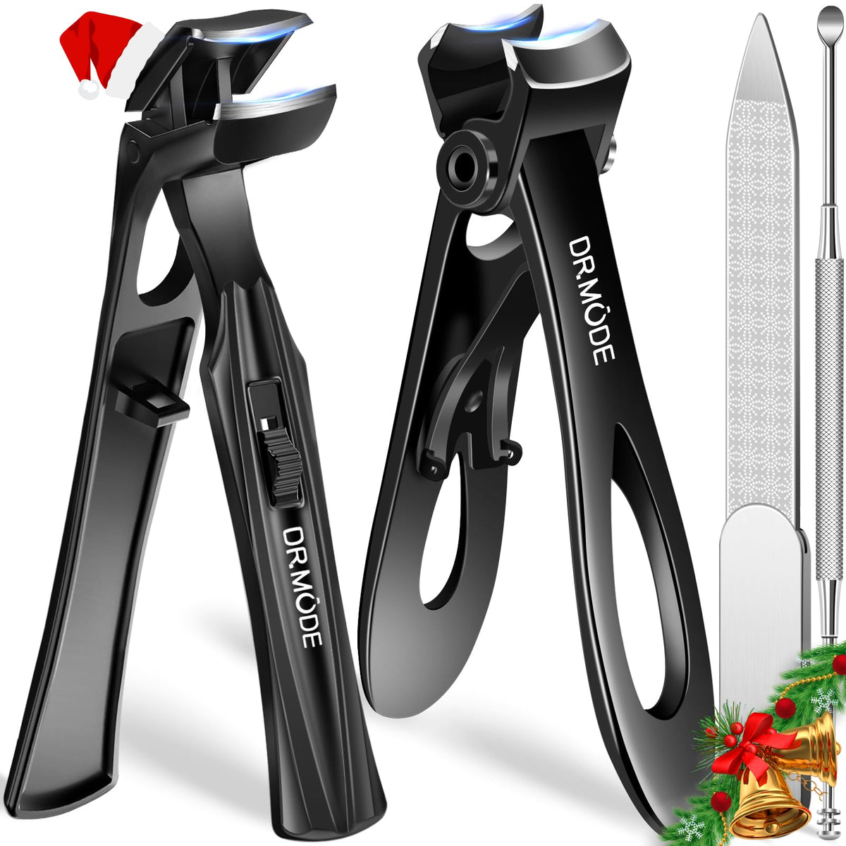 DRMODE thick-nail clippers with wide jaw opening for easier thick-nail trimming