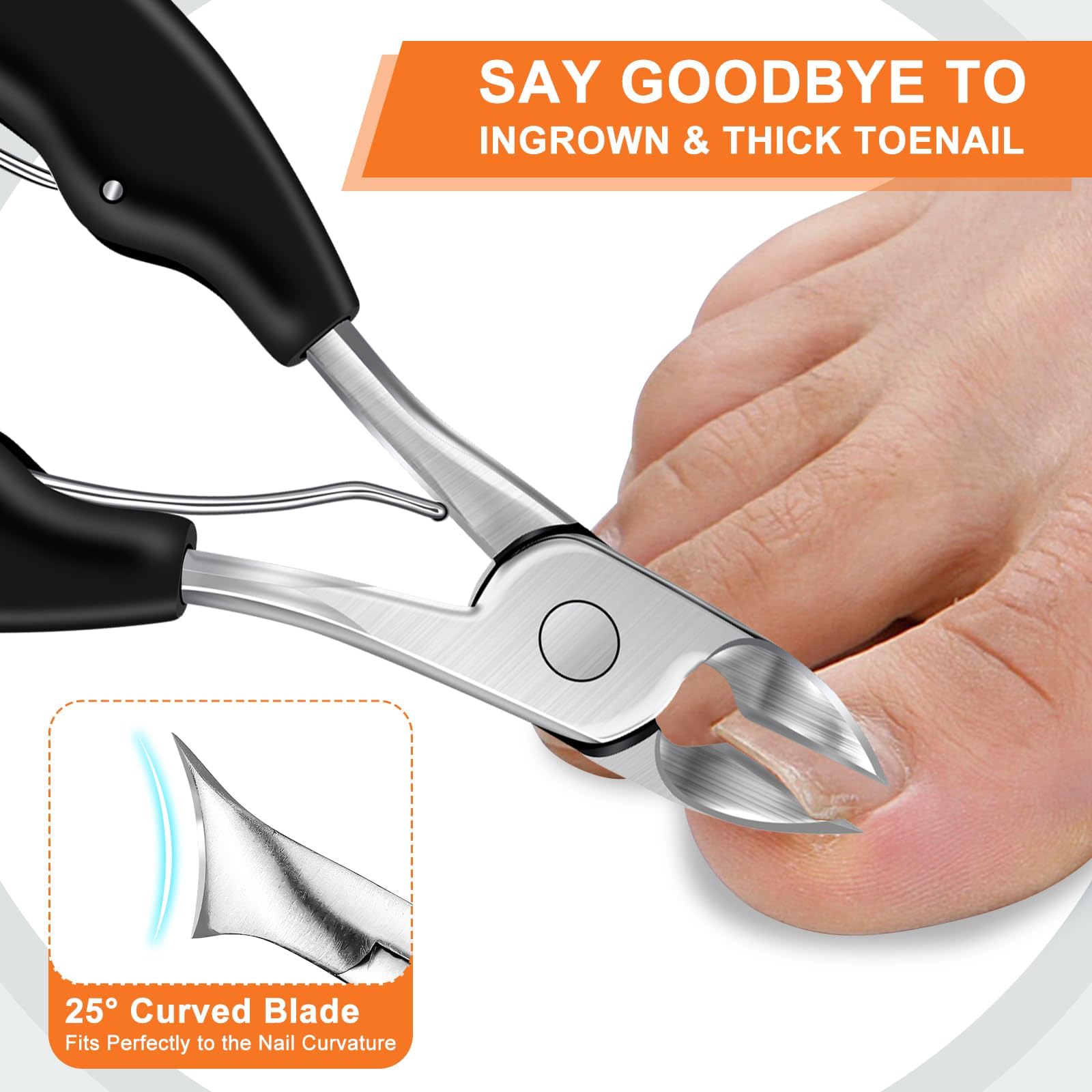 DRMODE toenail clippers showing 28mm opening for thick nails