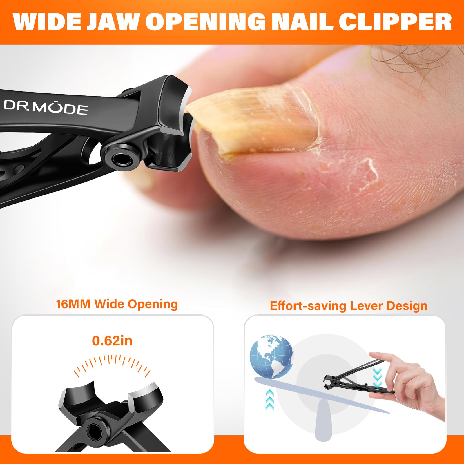 DRMODE Upgraded Slanted Nail Clippers with 45-degree blade for ingrown trimming