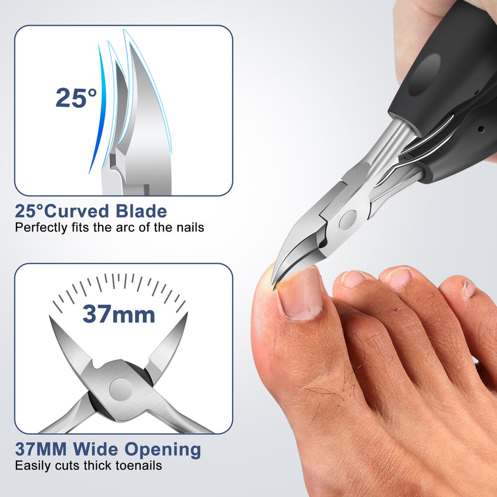 DRMODE wide opening nail clipper showing 16mm jaw for thick nails.