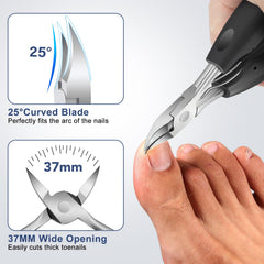 DRMODE wide opening nail clipper showing 16mm jaw for thick nails.